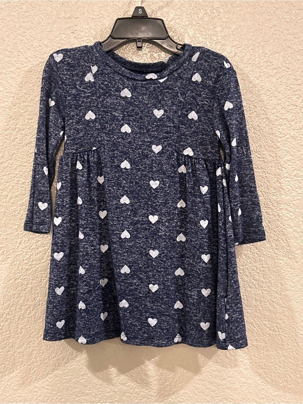 Girls' Navy Heart Print Long-Sleeve Dress baby gap size 2 - Picture 2 of 5